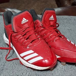 Adidas metal red baseball spikes EUC sz 9.5